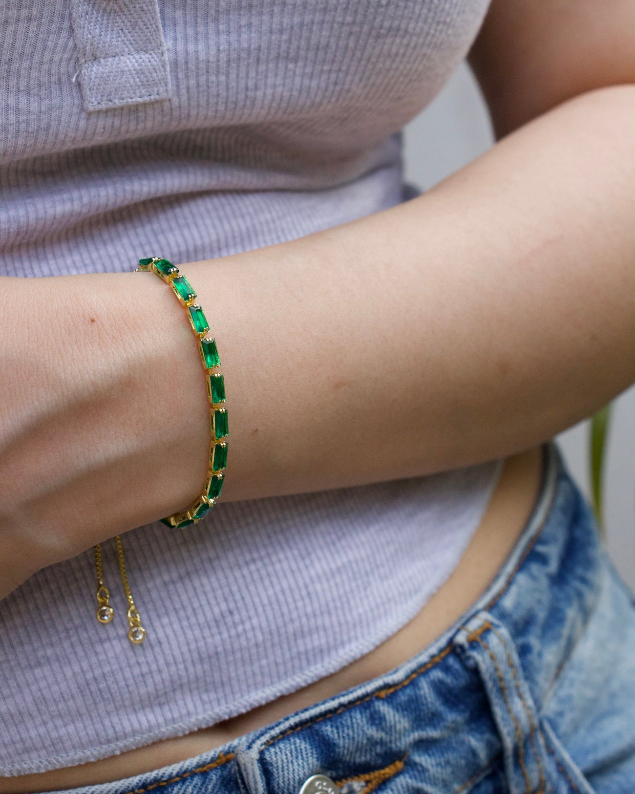 Sage Tennis Slider Bracelet