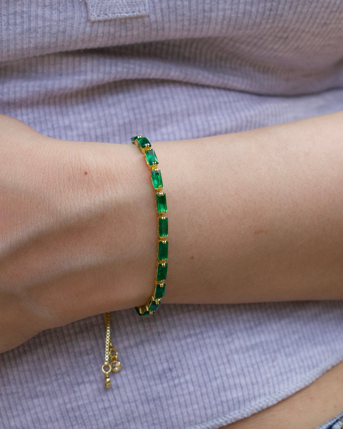 Sage Tennis Slider Bracelet