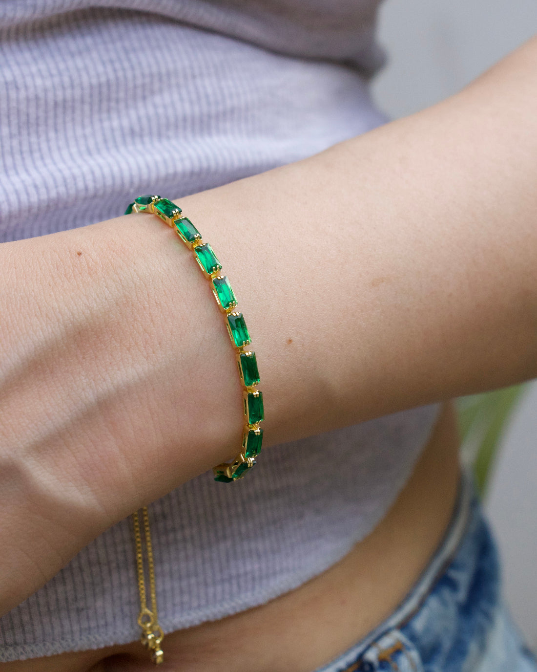 Sage Tennis Slider Bracelet