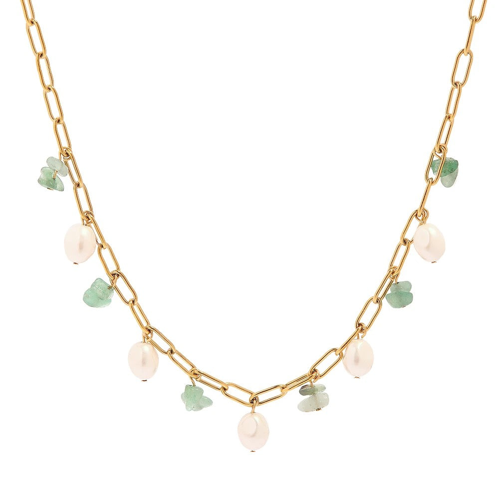 Pearl And Stone Necklace