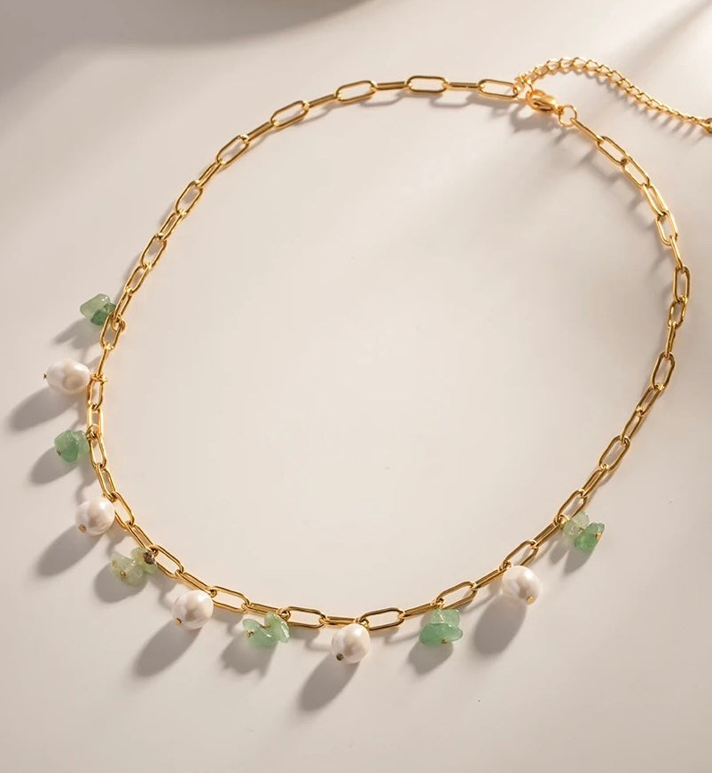 Pearl And Stone Necklace