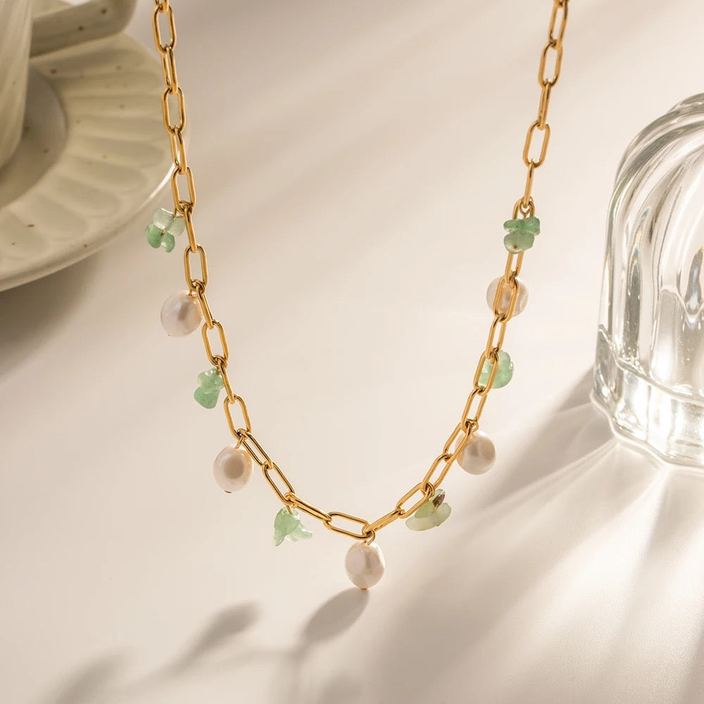 Pearl And Stone Necklace