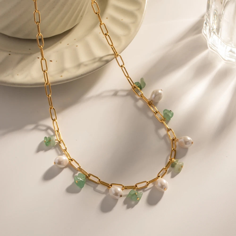 Pearl And Stone Necklace