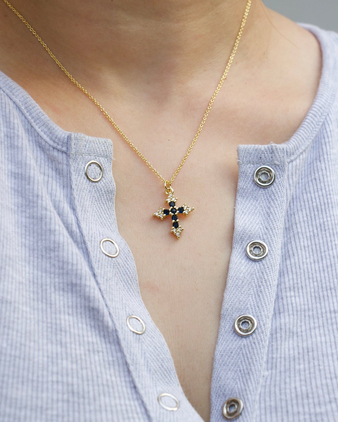 Blue Moon Cross Necklace