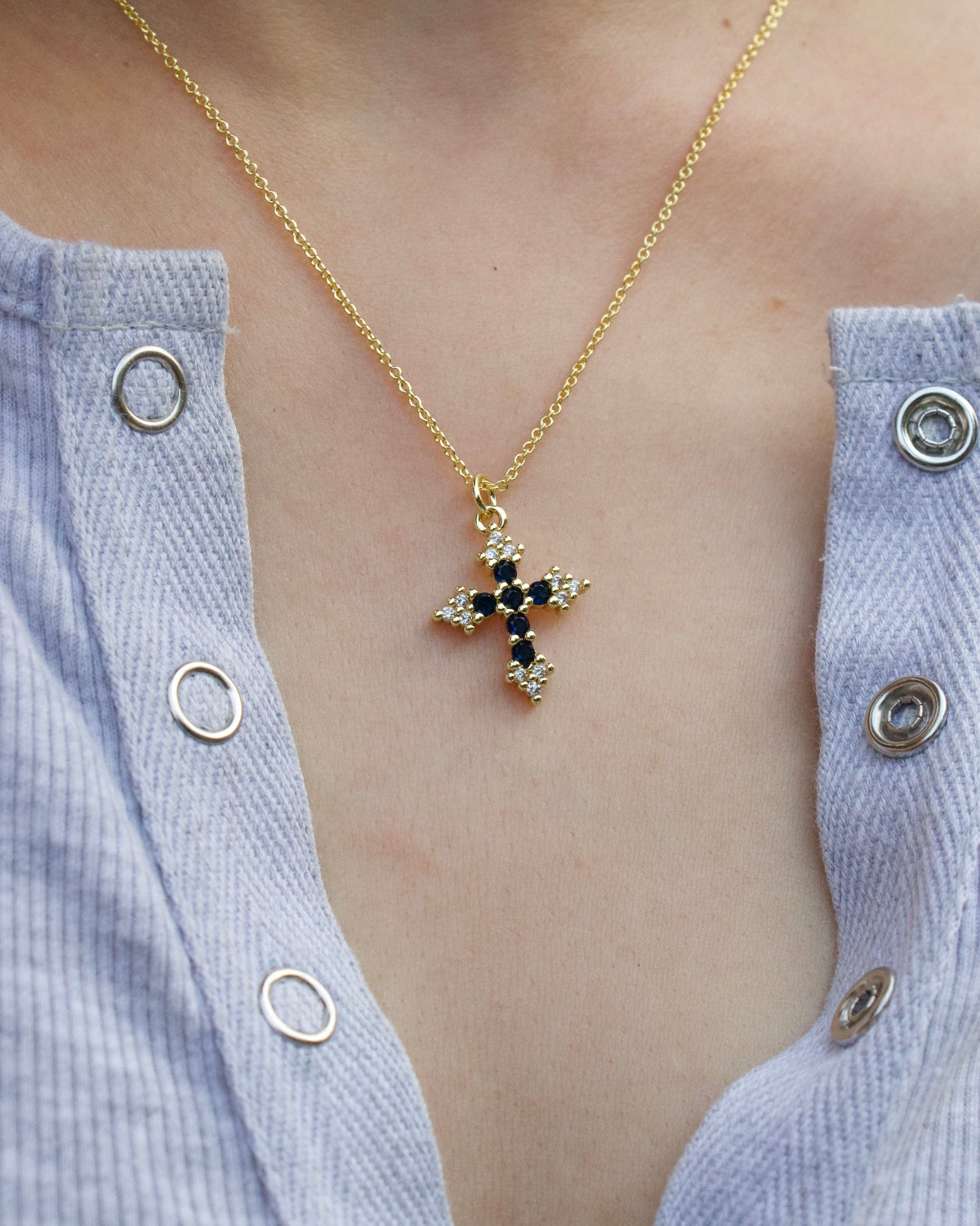 Blue Moon Cross Necklace