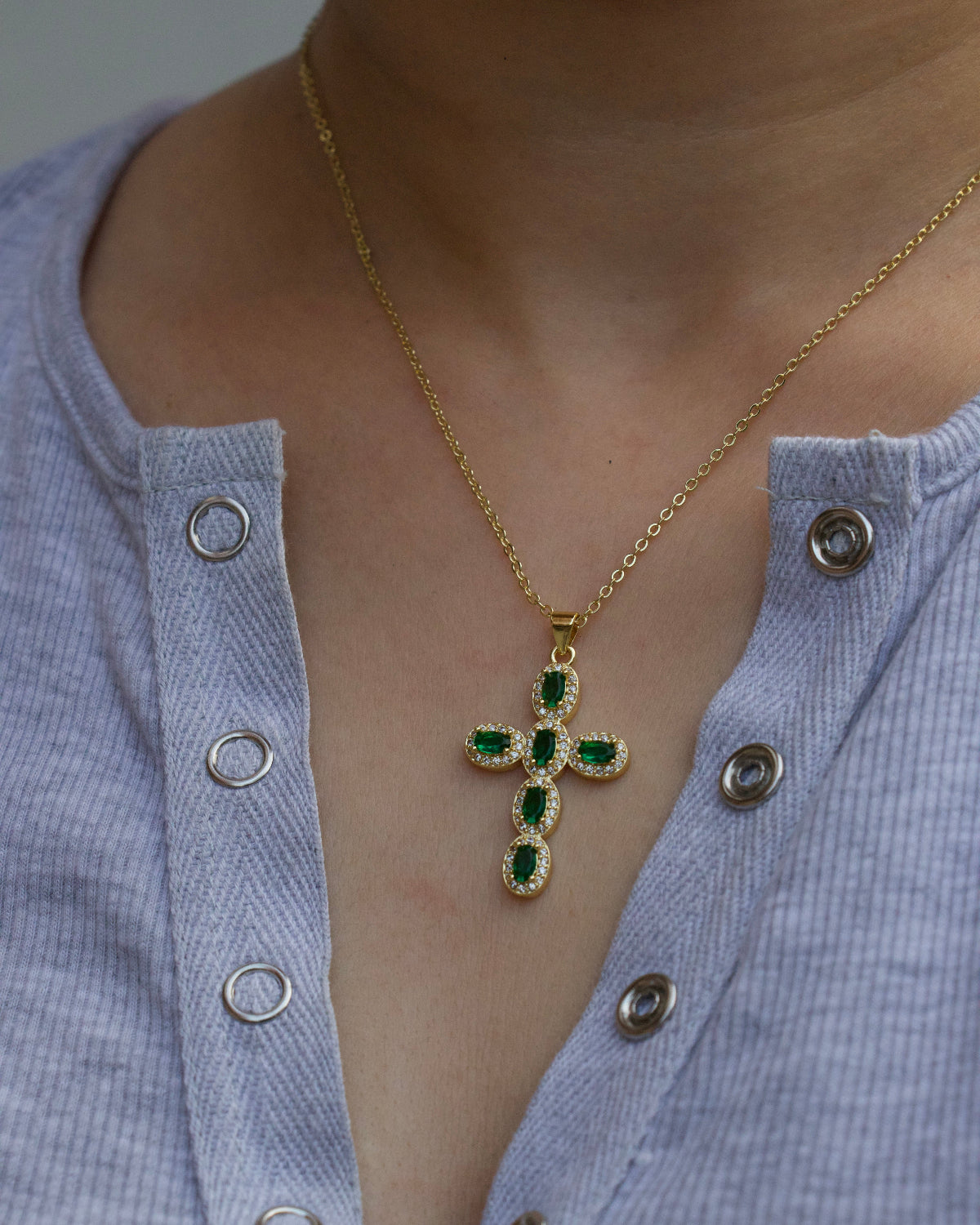 Sage Cross Necklace