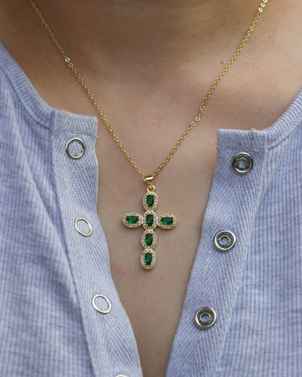 Sage Cross Necklace