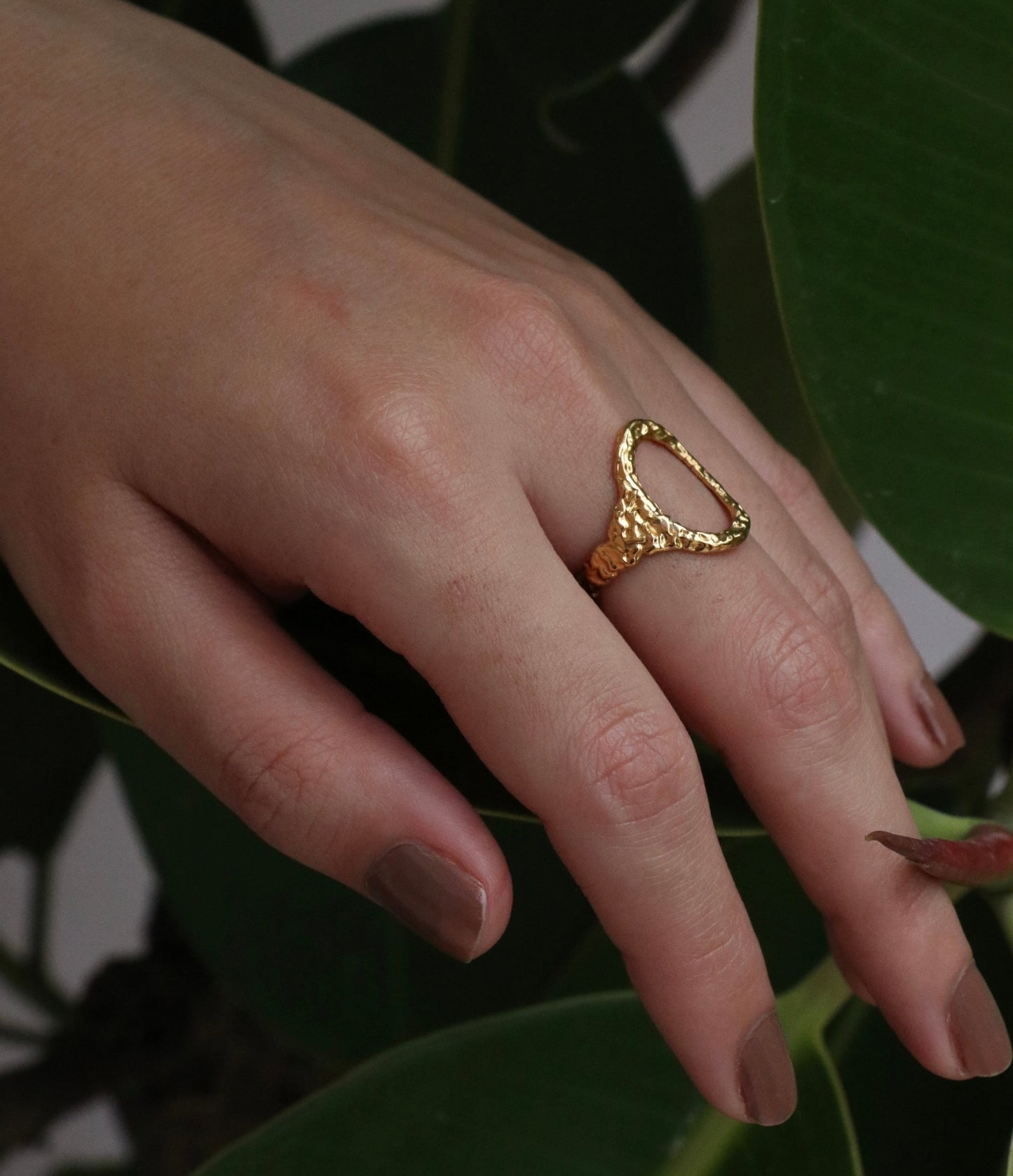 Textured Hollow Oval Ring