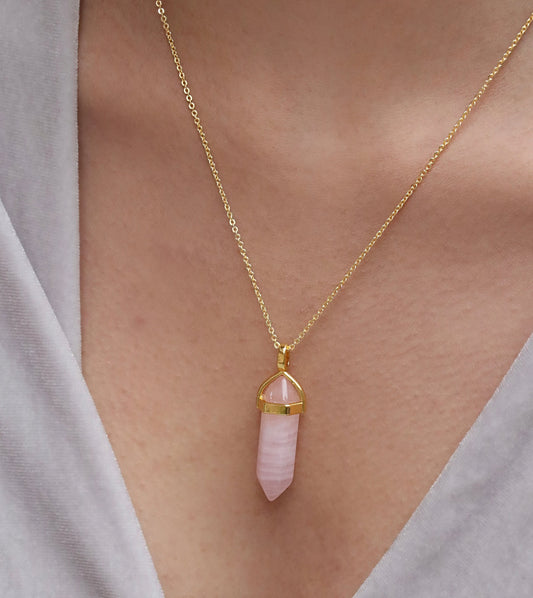 Rose Quartz Double Terminated Necklace