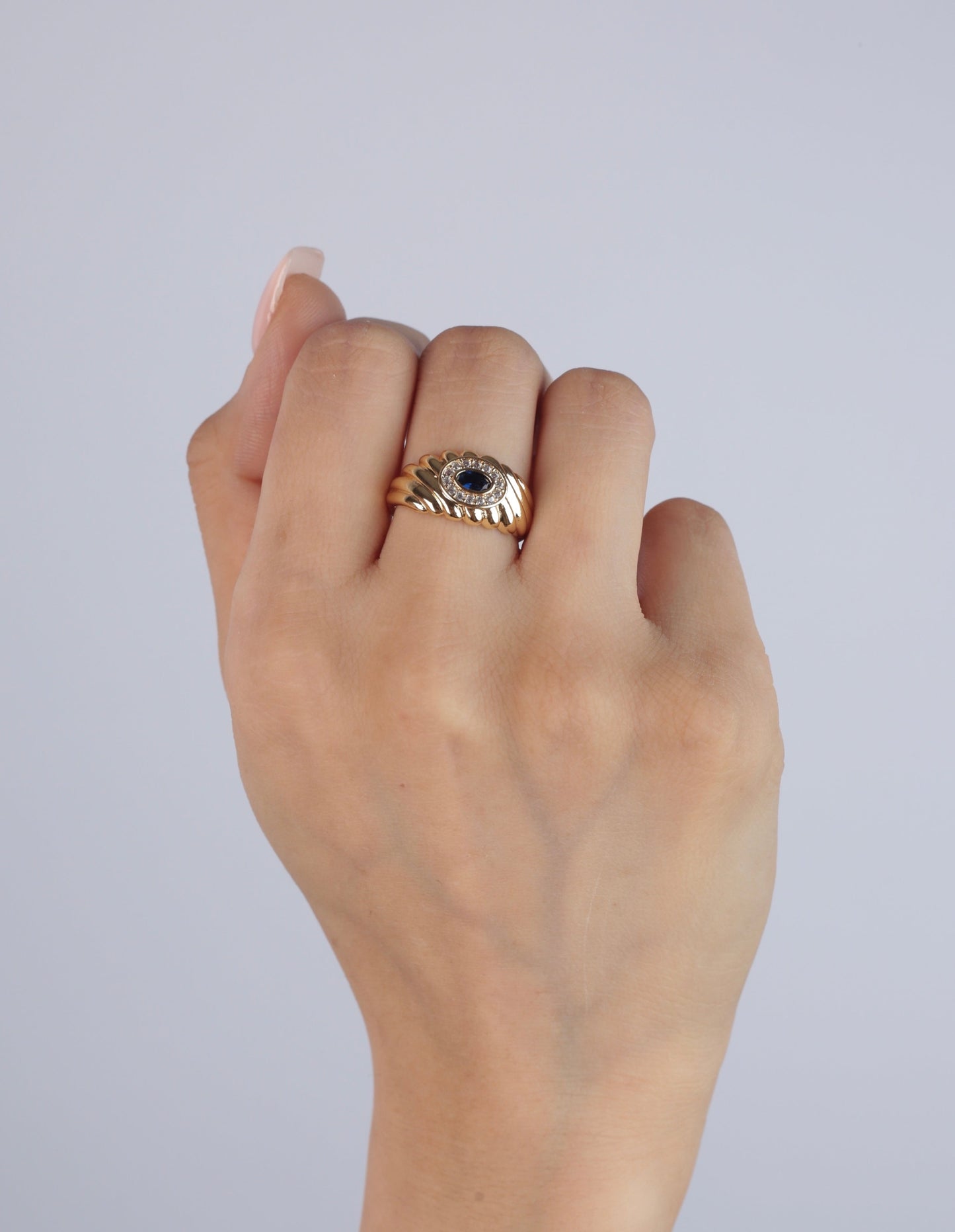 Evil Eye Croissant Ring