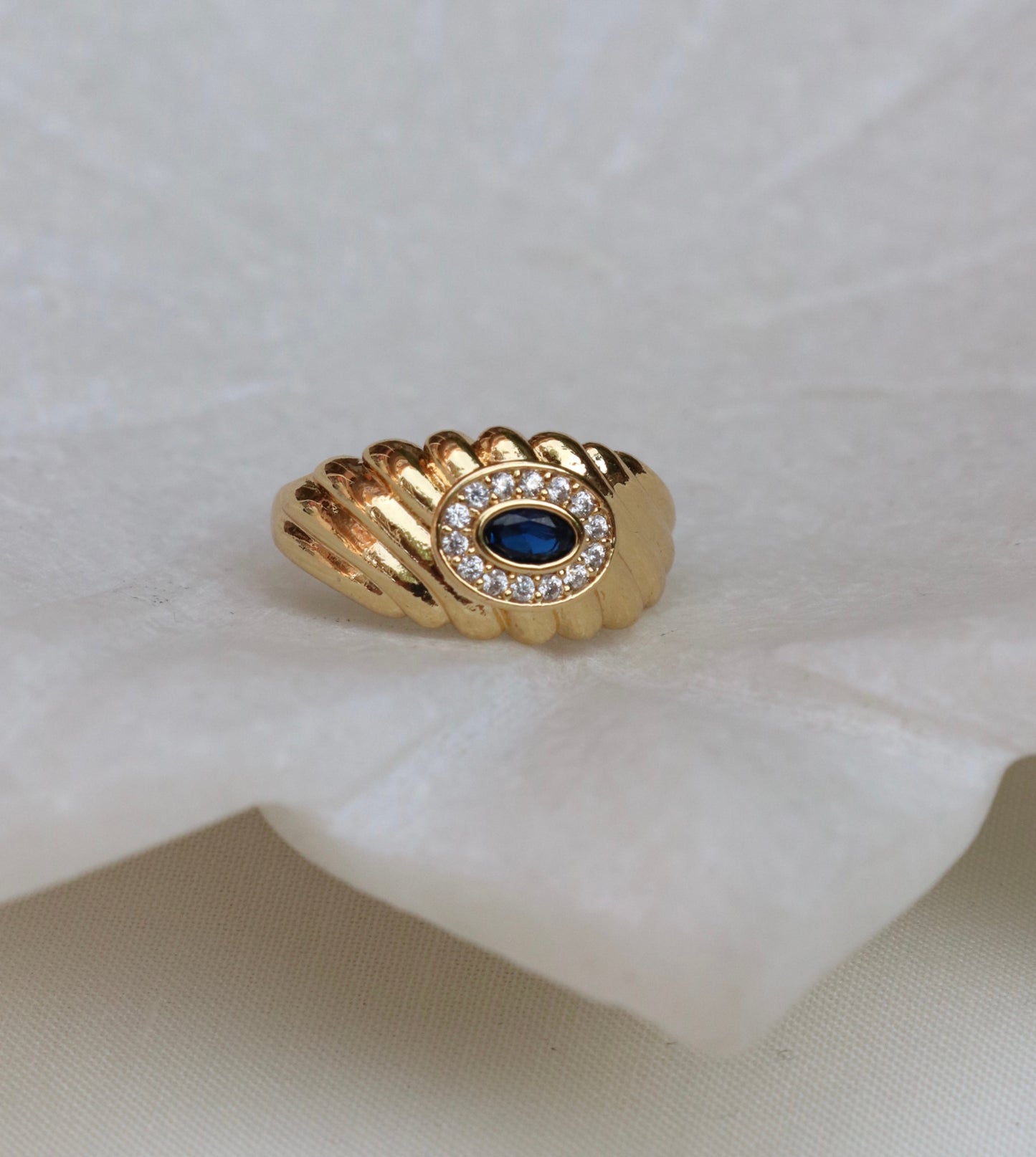 Evil Eye Croissant Ring