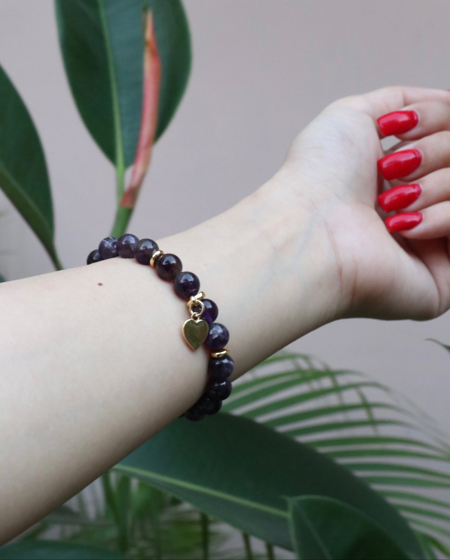 Amethyst Bracelet With Heart Charm