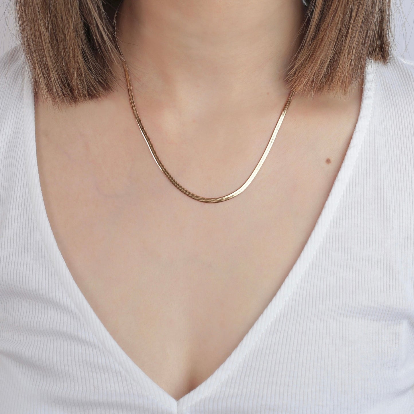 Luna Herringbone Chain Necklace