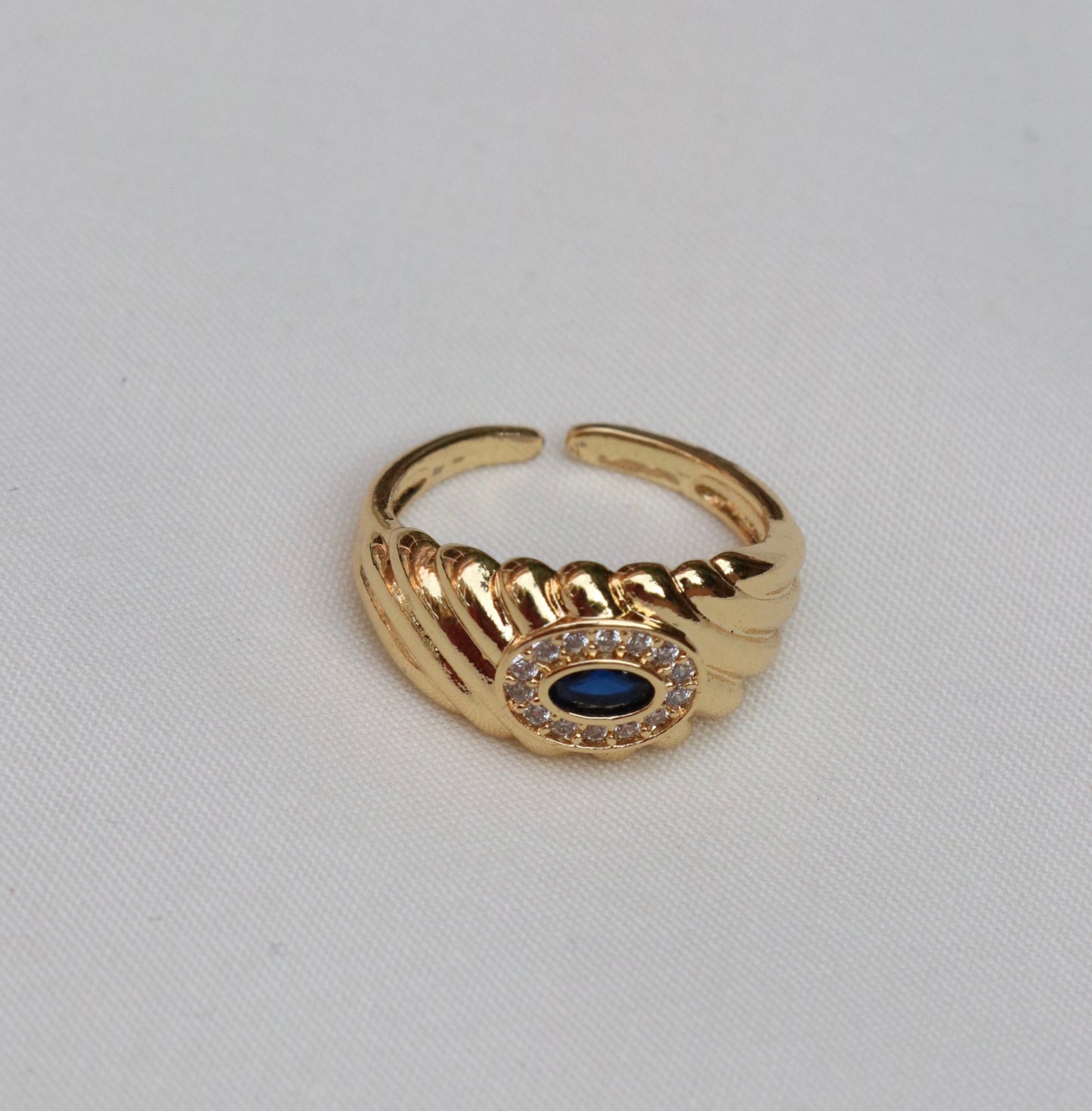 Evil Eye Croissant Ring
